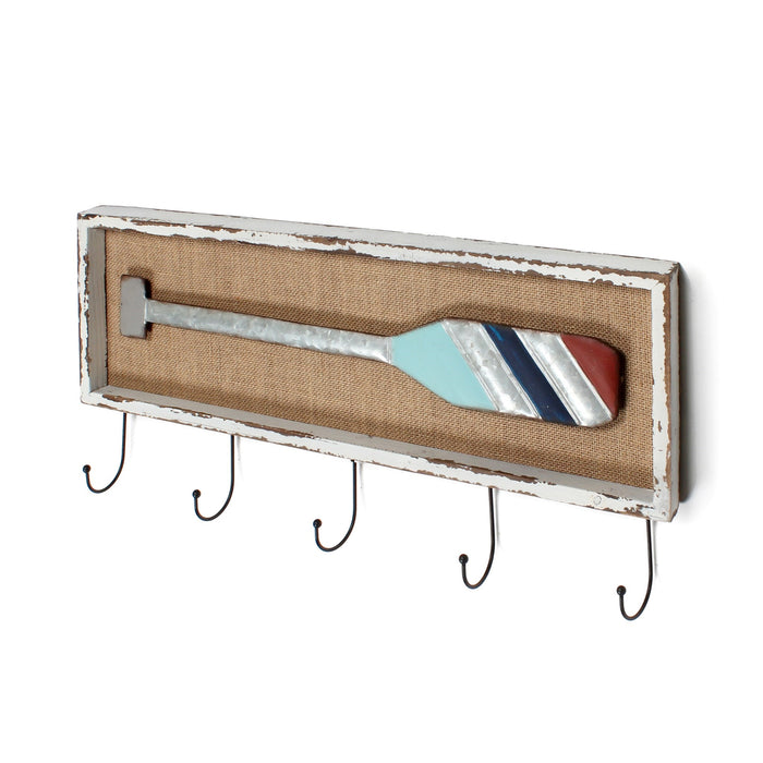 PADDLE WALL DECOR W/5 HOOKS