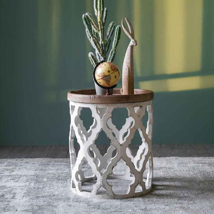 20" White & Wood End Table