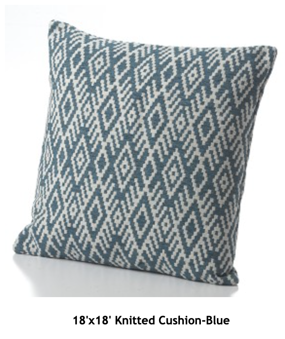Knitted Cushion-Aqua