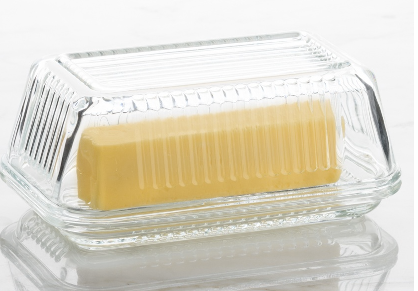 LINEA GLASS BUTTER DISH W/LID
