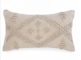 Beige looped diamond motif cushion