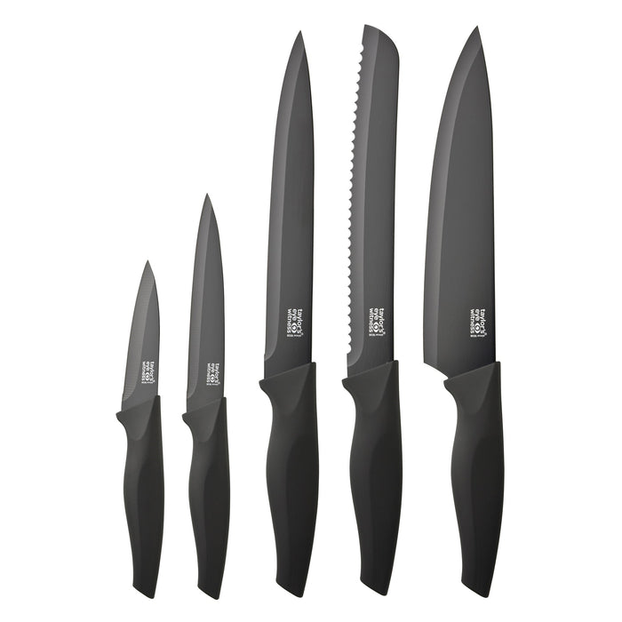 5PC KNIFE SET BLACK NON-STICK