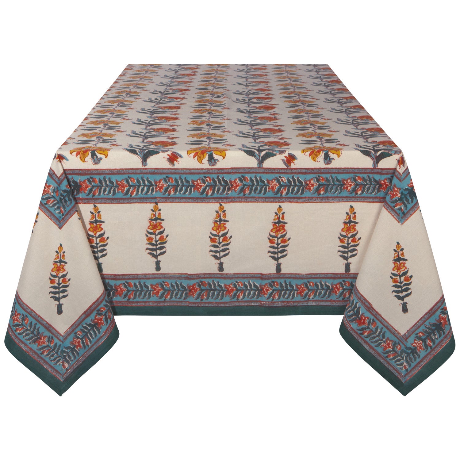 Marigold Block Print Tablecloth 60x90