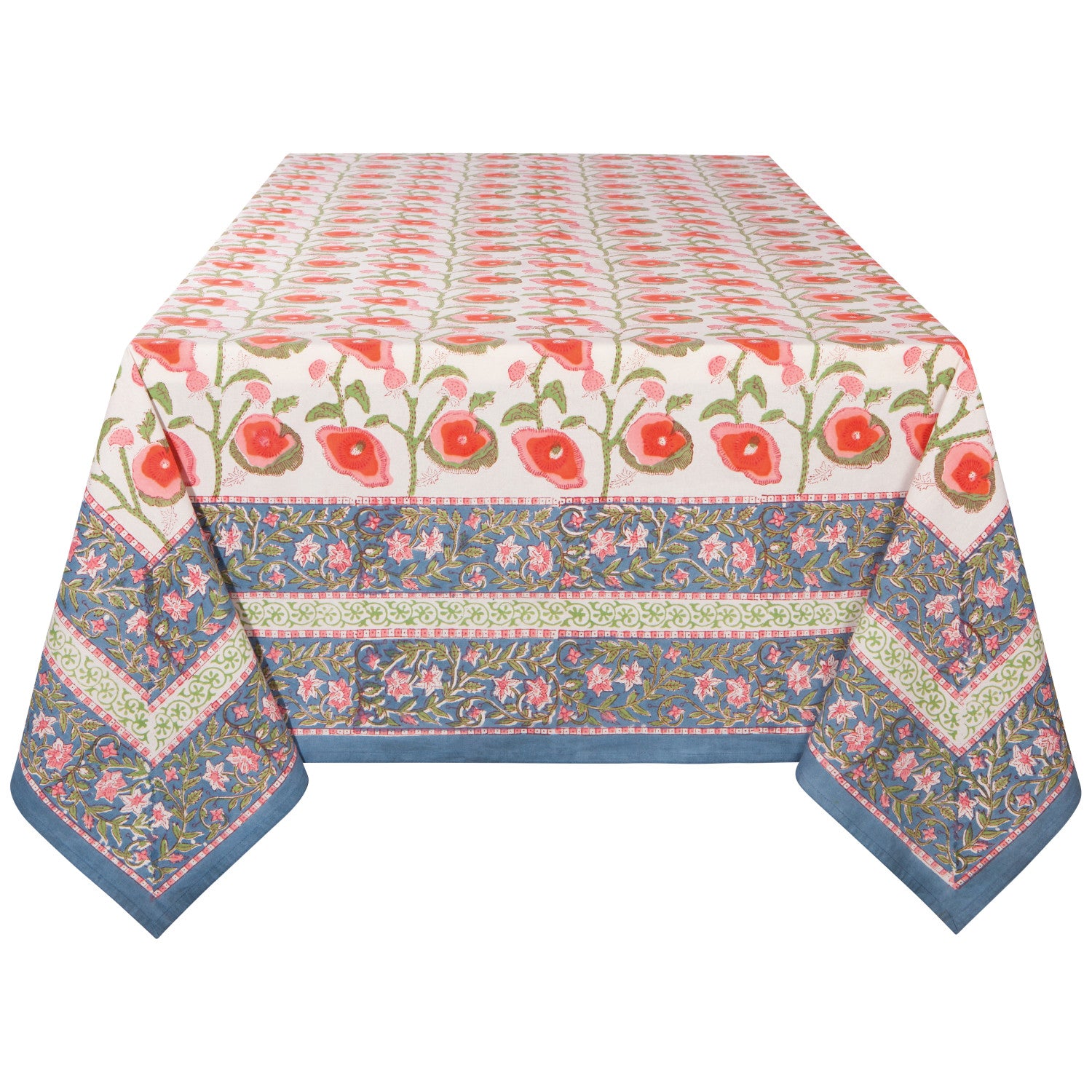 Poppy Block Print Tablecloth 60x90
