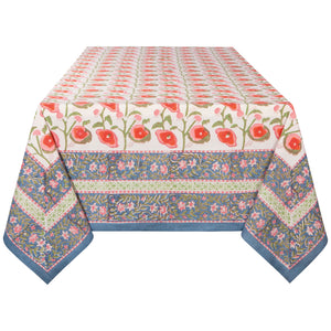 Poppy Block Print Tablecloth 60x90
