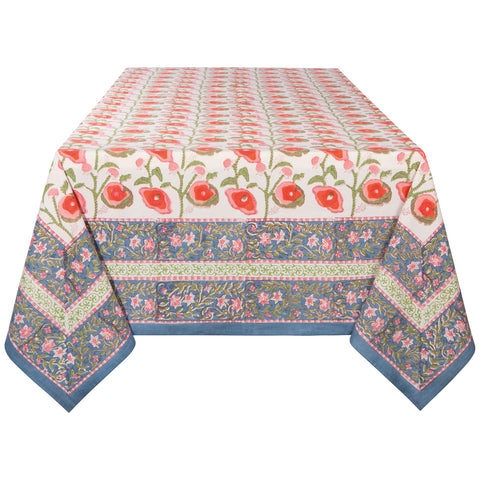 Poppy Block Print Tablecloth 60x90