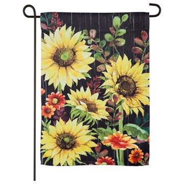 Garden Flag - Black Background w/ Sunflowers