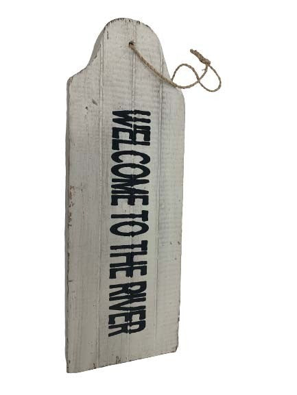 door sign (tag) - welcome to the river
