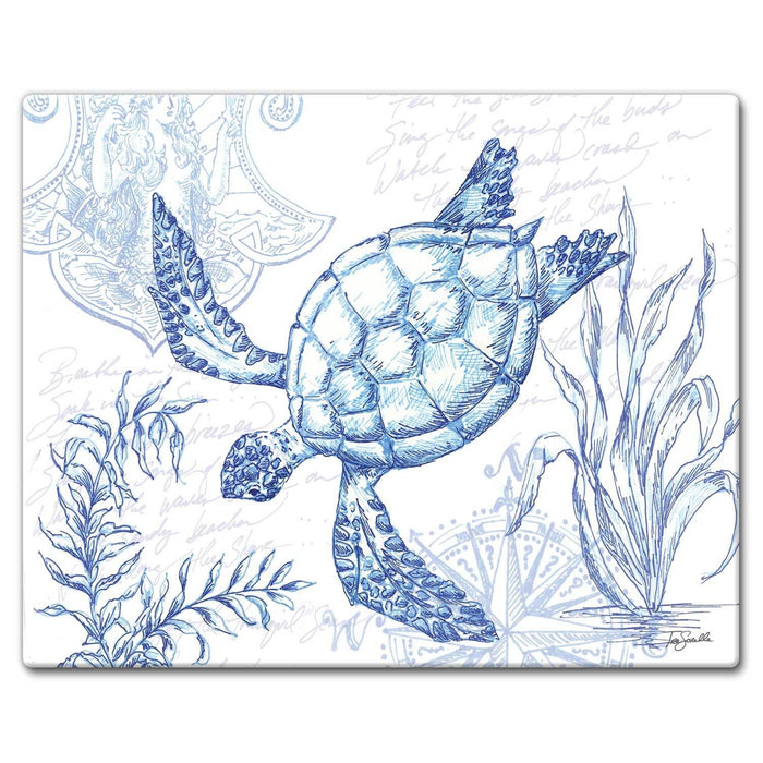 Glass Cutting Board - Turtle W&B 12x15