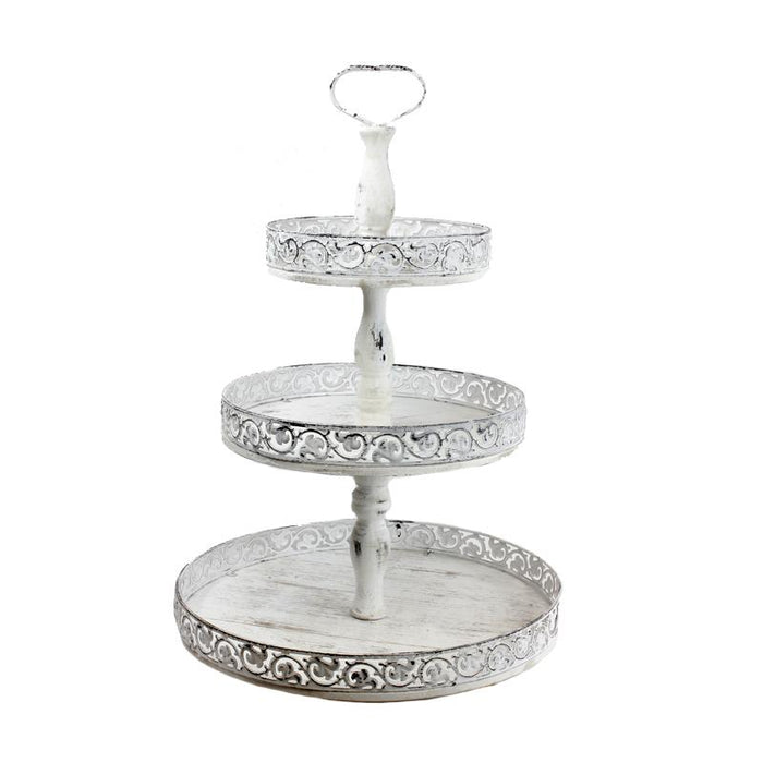 White Rustic 3 Tier Tray
