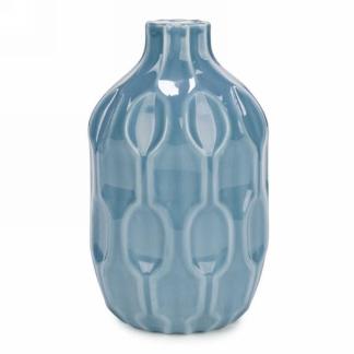 Blue textured ceramic vase