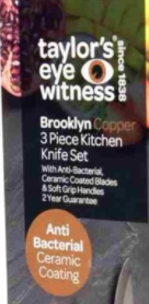 Brooklyn Black 3 pc Kitchen Knife set