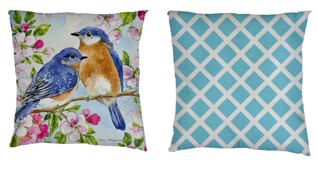 Evergreen Bluebirds Oudoor Pillow Cover