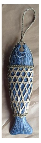 fish - bamboo wrap - blue wash
