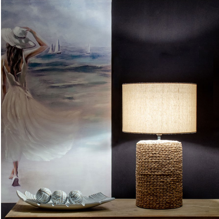 Large Table Lamp with a Rope Design