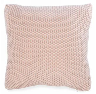 Pink & white weaved knit cushion
