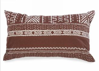 brown & white print cushion