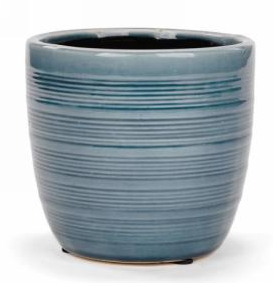 Blue lines glazed pot