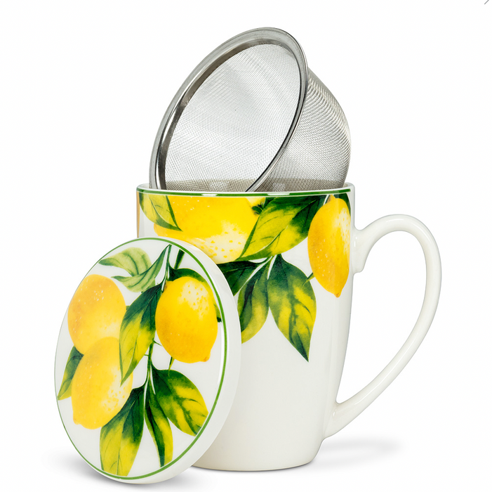 Lemon Tree Covered Mug & Strainer
