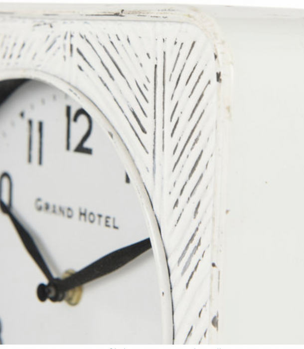 Karl rustic white iron square table clock