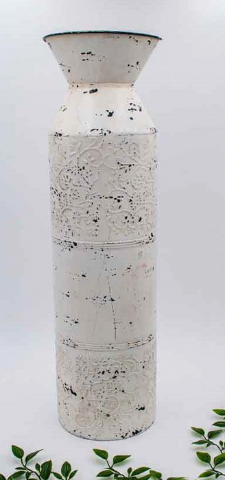 Rustic Metal White Floor Vase