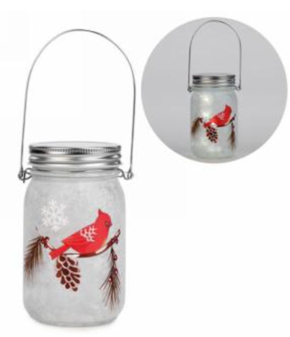 Cardinal LED jar lantern