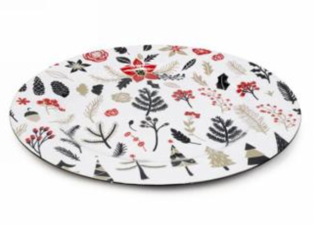 Deco plate with pine & berries