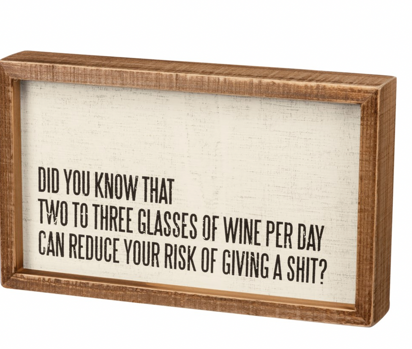 INSET BOX SIGN - WINE CAN REDUCE