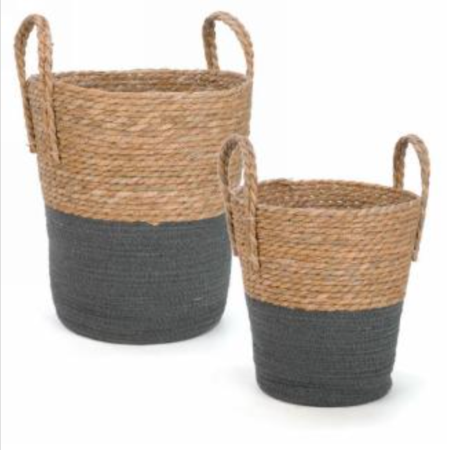 S/2 Basket in grey & natural