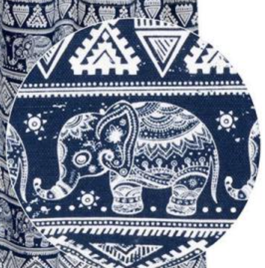 Blue & white elephant motif curtain
