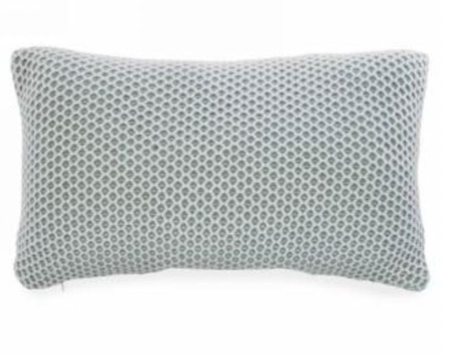 green & white knit cushion - 20x12