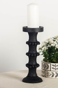 Black Wood Candle Holder