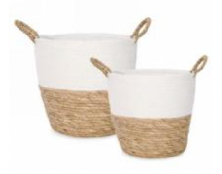 Basket in white & natural