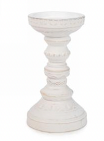 White antique candle holder