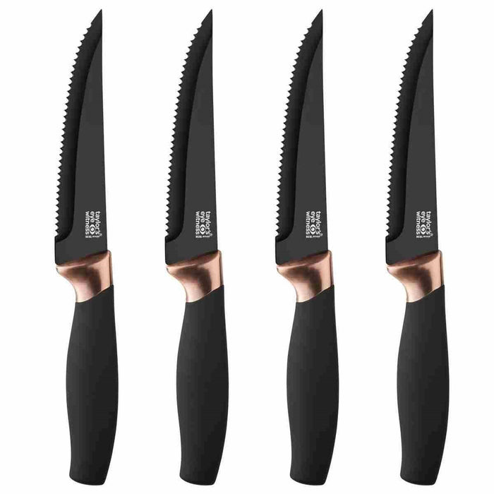 4 pc Steak Knife set - Black tip