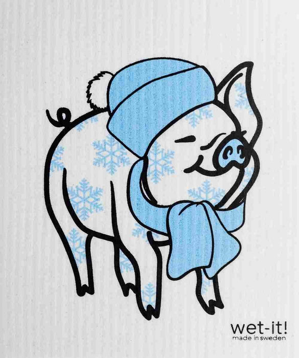 Winter Pig Blue Swedish Cloth