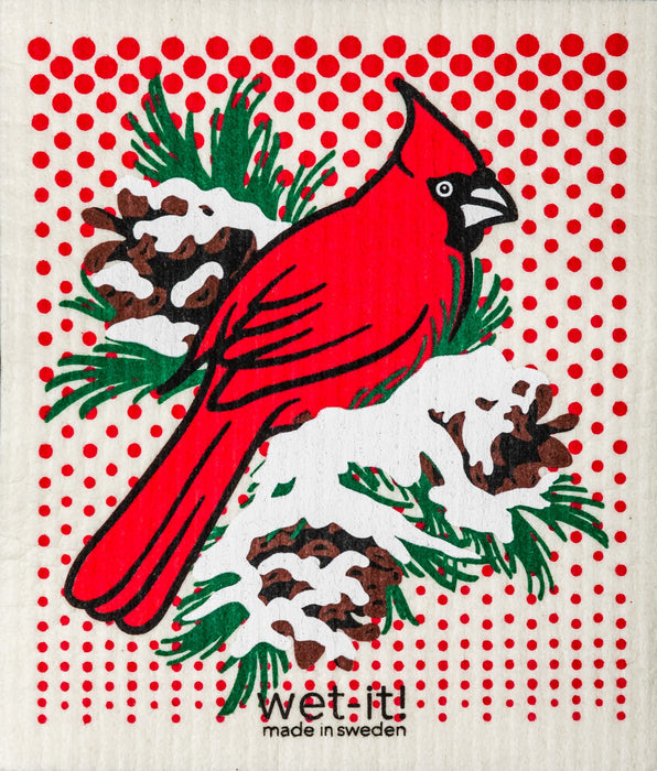 Winter Cardinal Swedish Dish Cloth