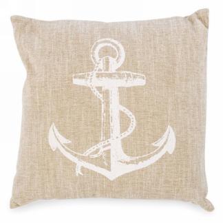 Beige linen-like cushion - anchor print