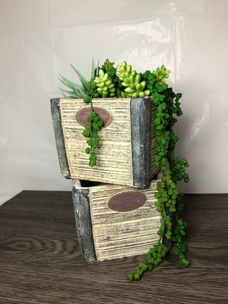 Planter Cement Wd Crate 5x5x4