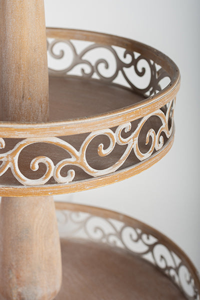 Wooden Round Two Tier Tray
