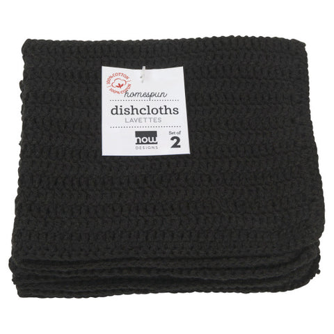 Black Homespun Crochet Dishcloths Set of 2