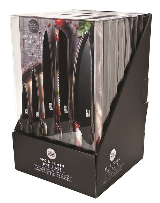5PC KNIFE SET BLACK NON-STICK