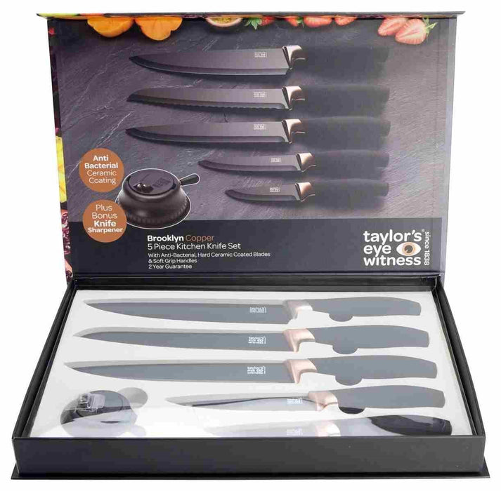 Brooklyn Black 5 pc Kitchen Knife set